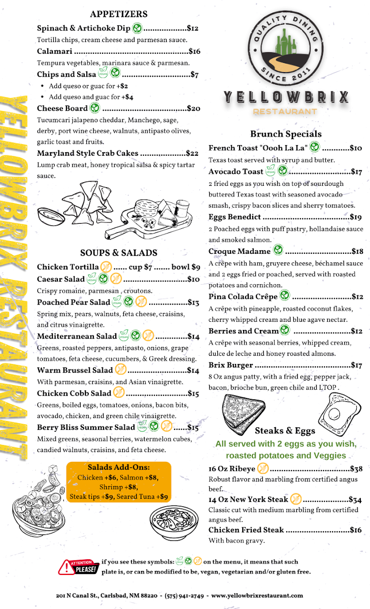 Yellow Brix Restaurant Menu - Image 2